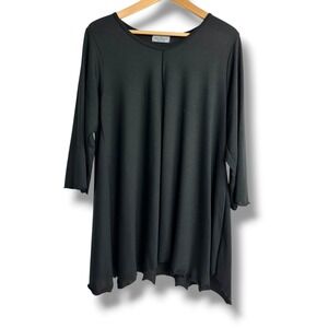 Vine Street Black 3/4 Sleeve Sharkbite Hem Tunic Top Womens XL Made in USA